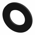 Black round metal washer with a large circular hole in the center.