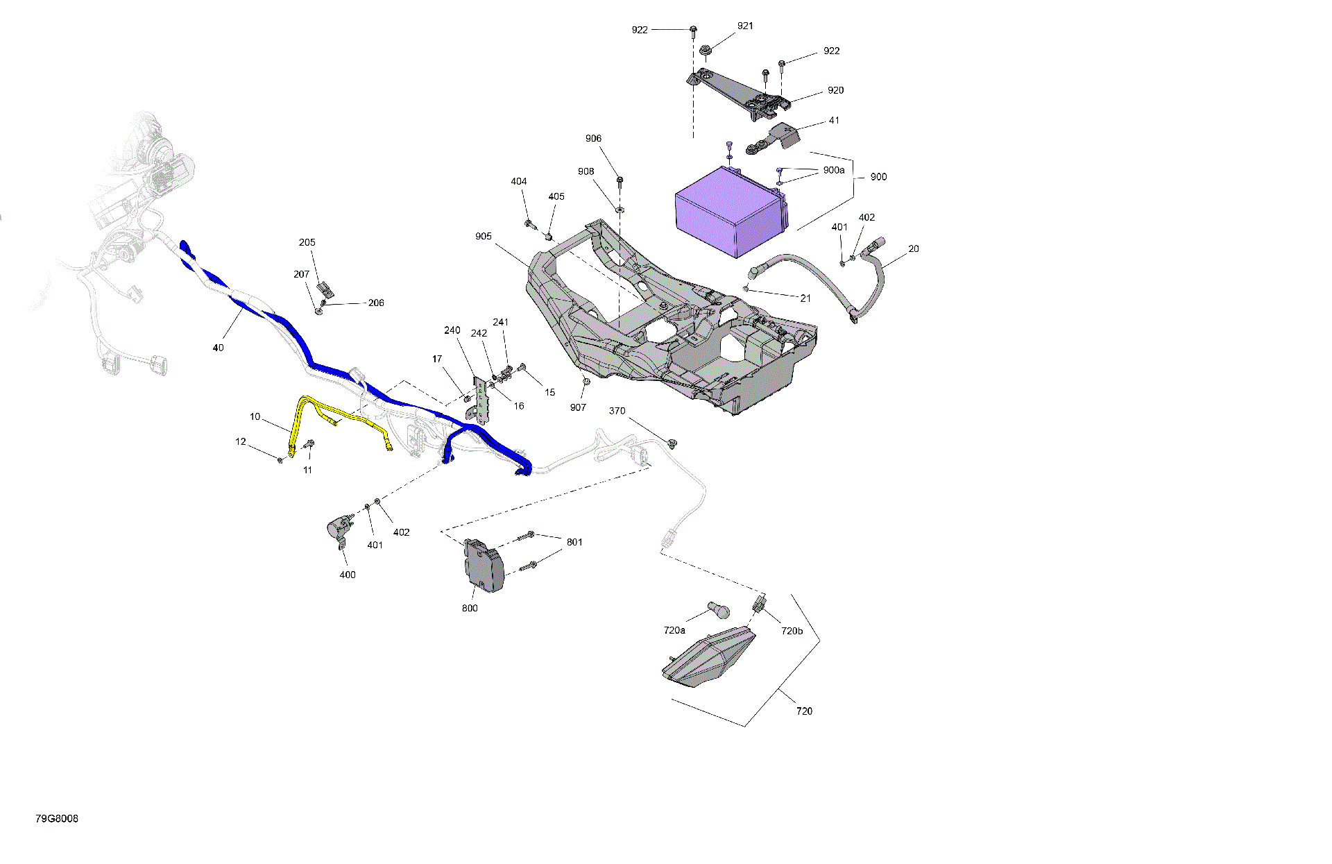 An Image of a Genuine Can-Am Parts Schematic Diagram showing the schematic - ELECTRIC - REAR SECTION