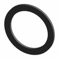 Black steel washer with circular flat design and smooth surface.