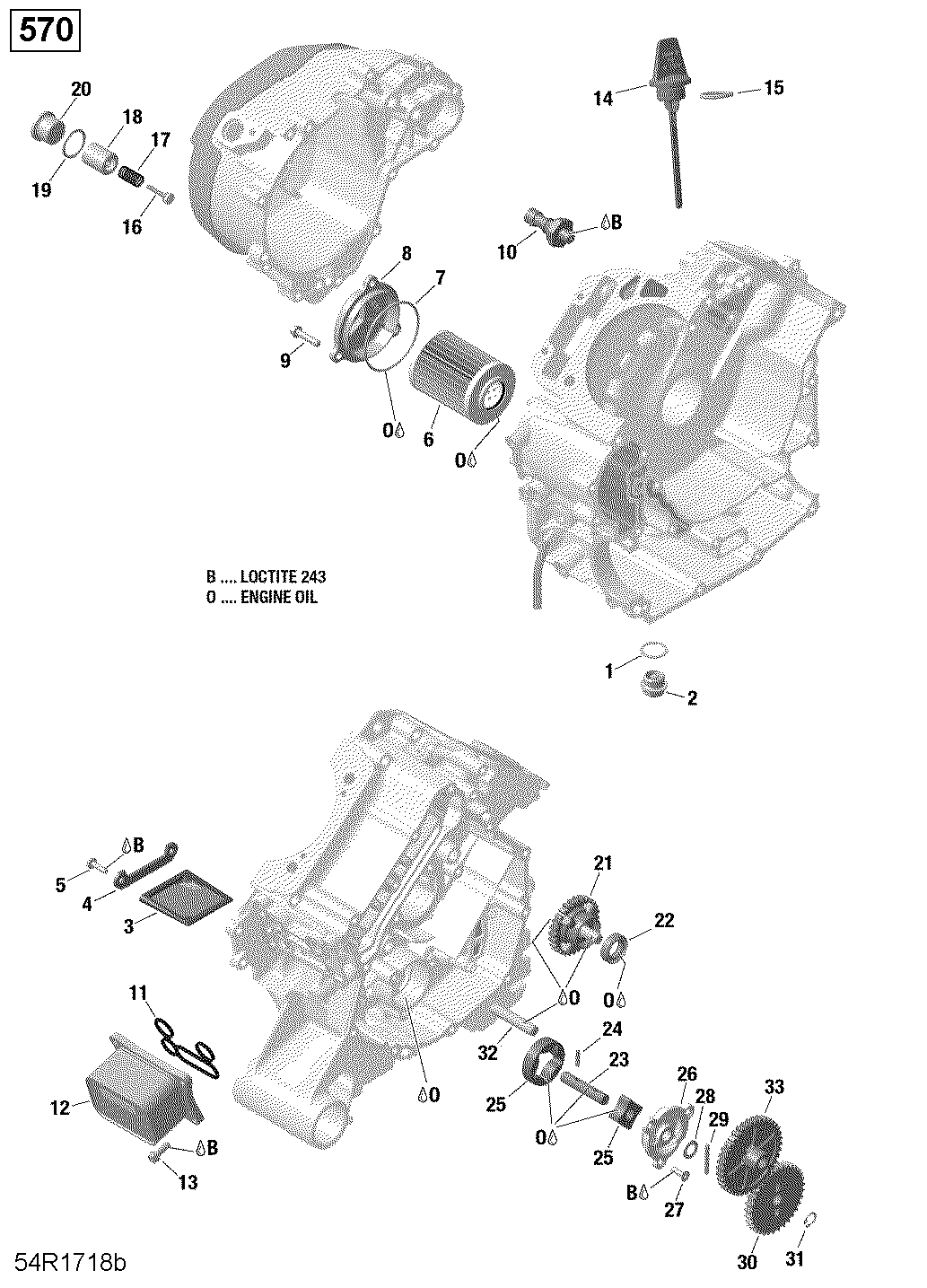 An Image of a Genuine Can-Am Parts Schematic Diagram showing the schematic - ENGINE LUBRICATION - 570 EFI (PACKAGE PRO)