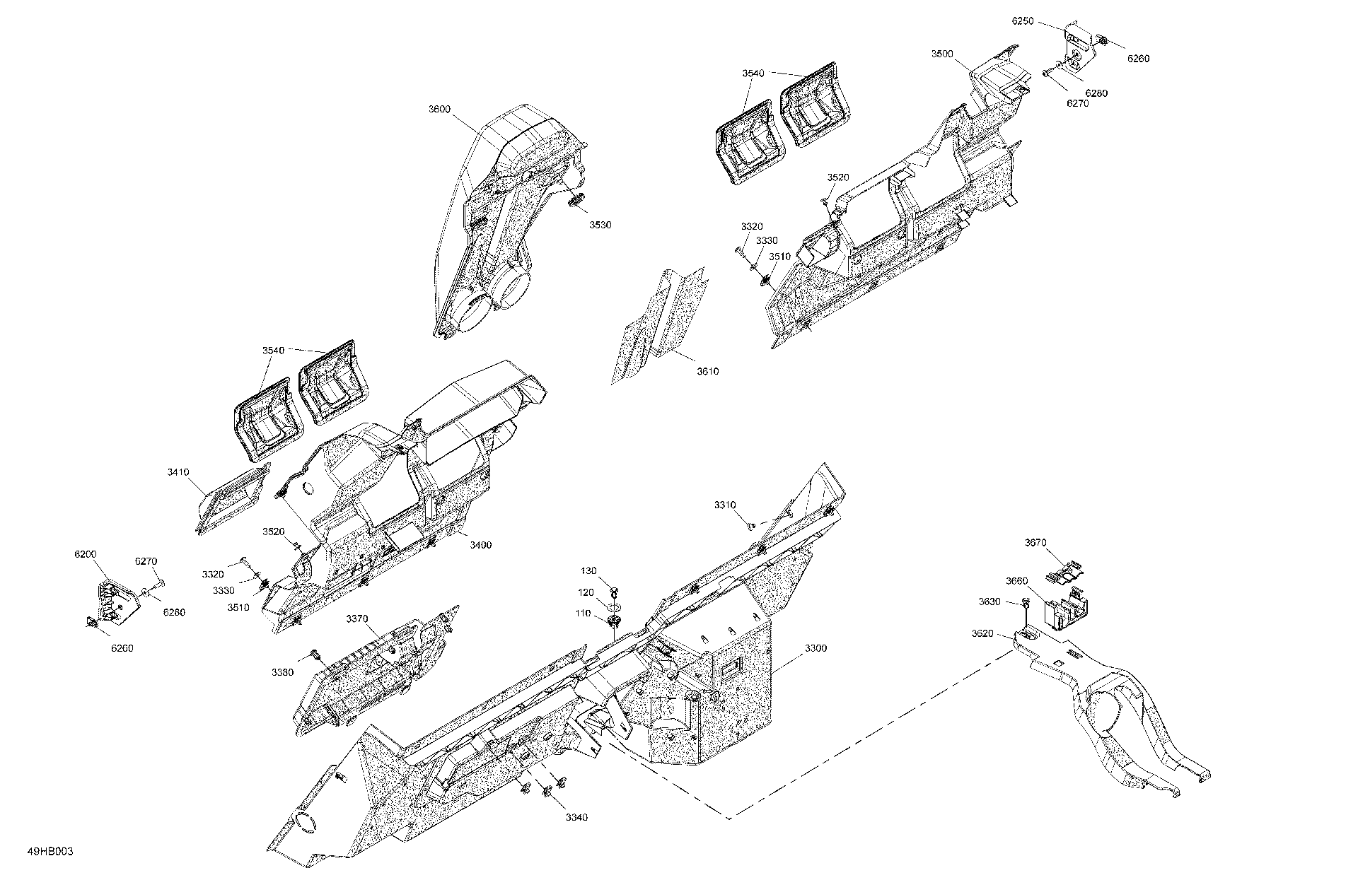 An Image of a Genuine Can-Am Parts Schematic Diagram showing the schematic - CAB INTERIOR - BACK WALL