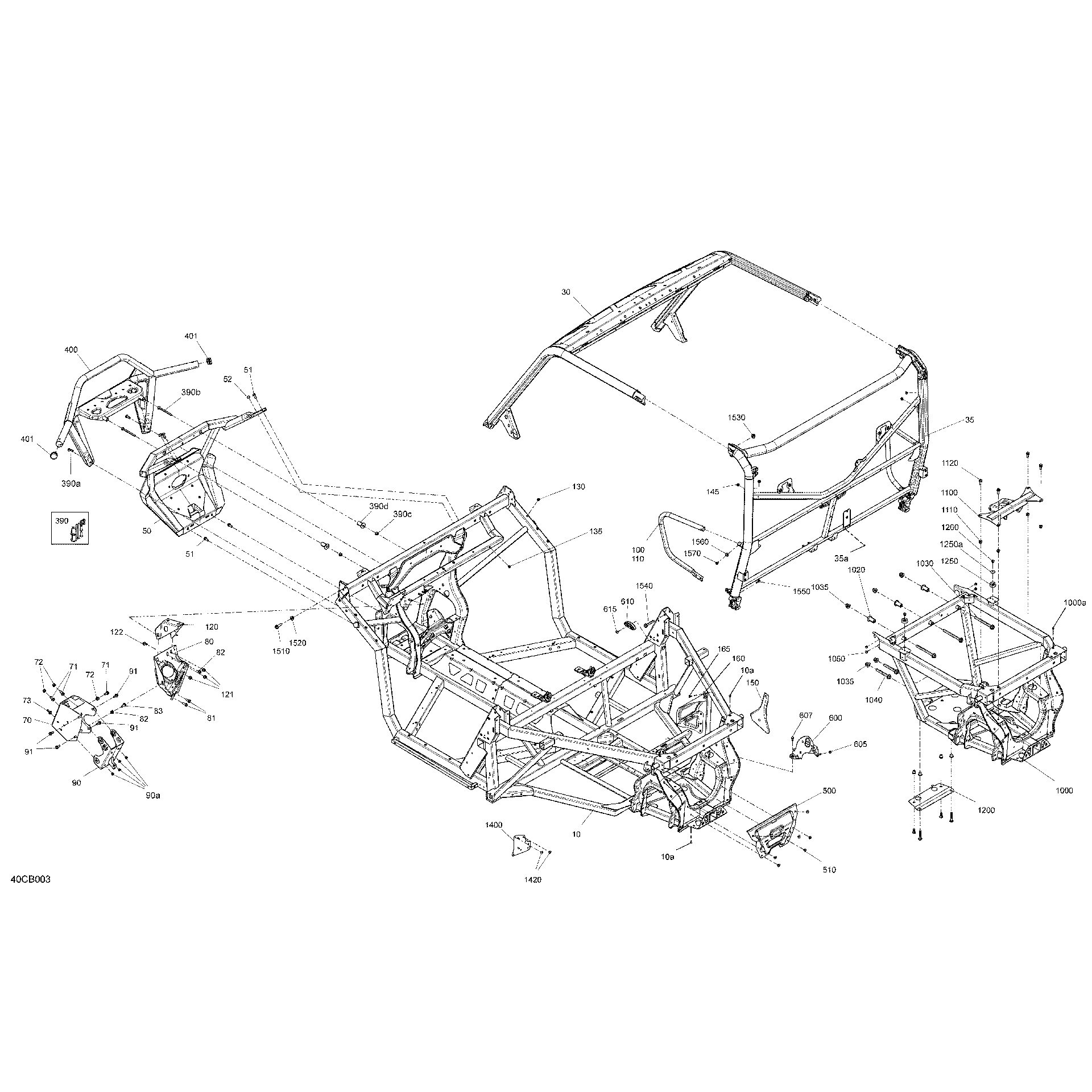 An Image of a Genuine Can-Am Parts Schematic Diagram showing the schematic - FRAME - SYSTEM