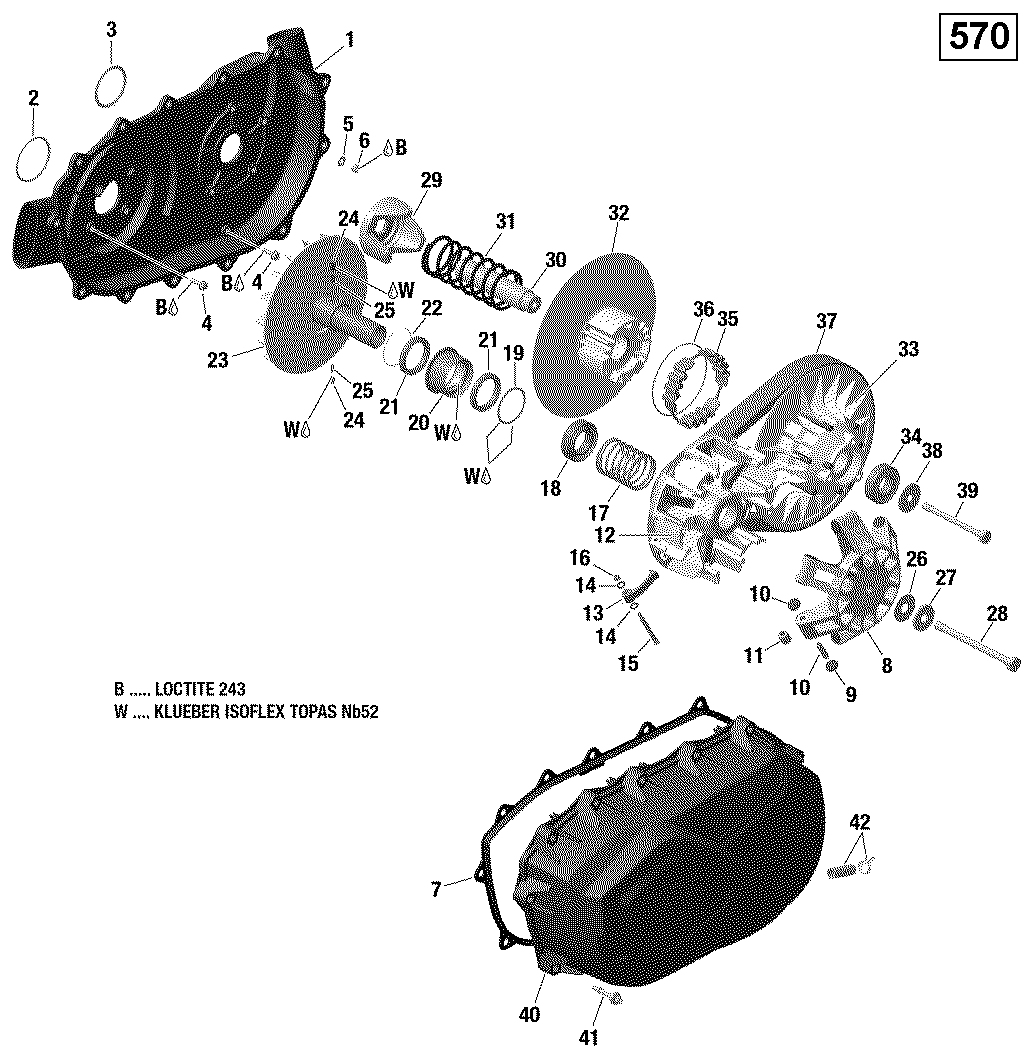 An Image of a Genuine Can-Am Parts Schematic Diagram showing the schematic - TRANSMISSION - 570 EFI (PACKAGE PRO)