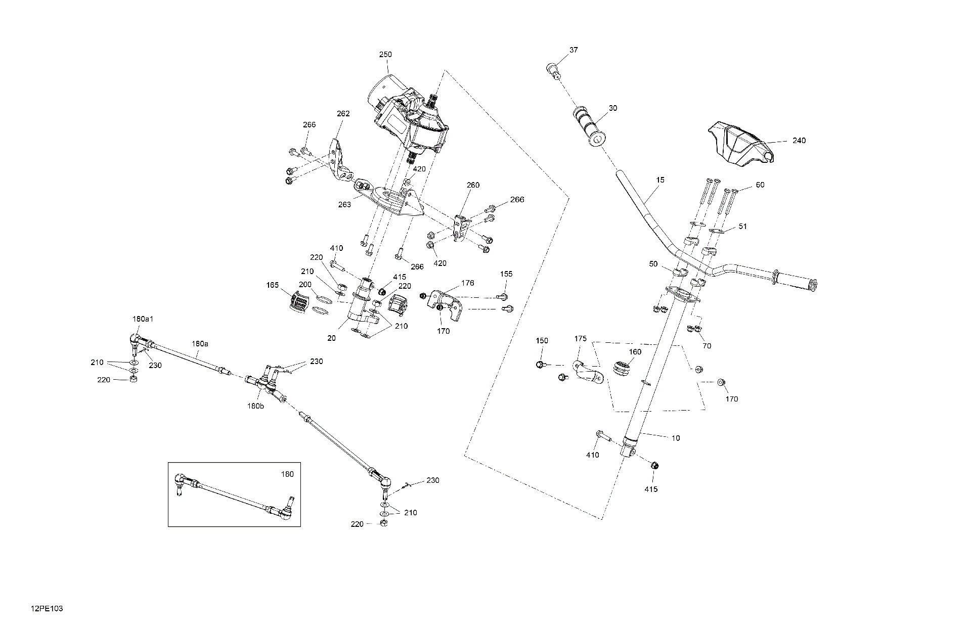 An Image of a Genuine Can-Am Parts Schematic Diagram showing the schematic - MECHANIC - STEERING