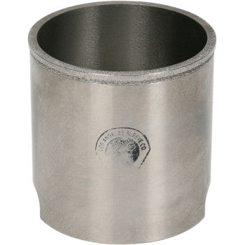 The Yamaha Cylinder Sleeve 95.00 mm by La Sleeve is a cylindrical metal sleeve with a beveled edge and manufacturer logo, ideal for cylinder resleeving applications.