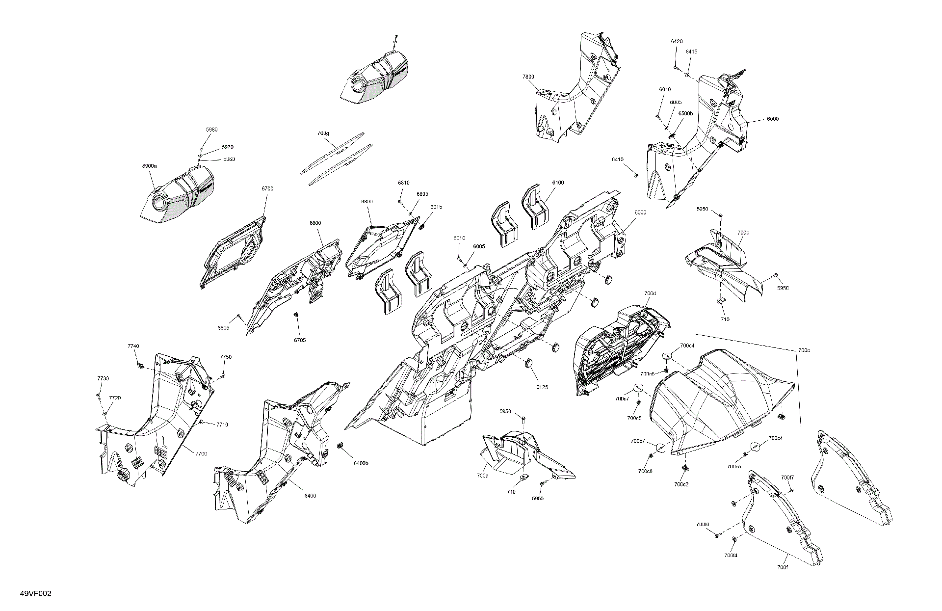 An Image of a Genuine Can-Am Parts Schematic Diagram showing the schematic - CAB INTERIOR - BACK WALL