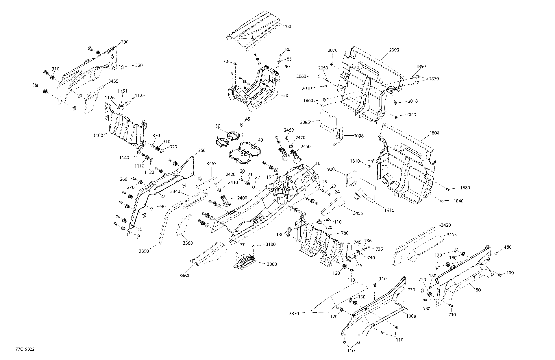 An Image of a Genuine Can-Am Parts Schematic Diagram showing the schematic - CAB INTERIOR COMMANDER MAX - UPPER SECTION
