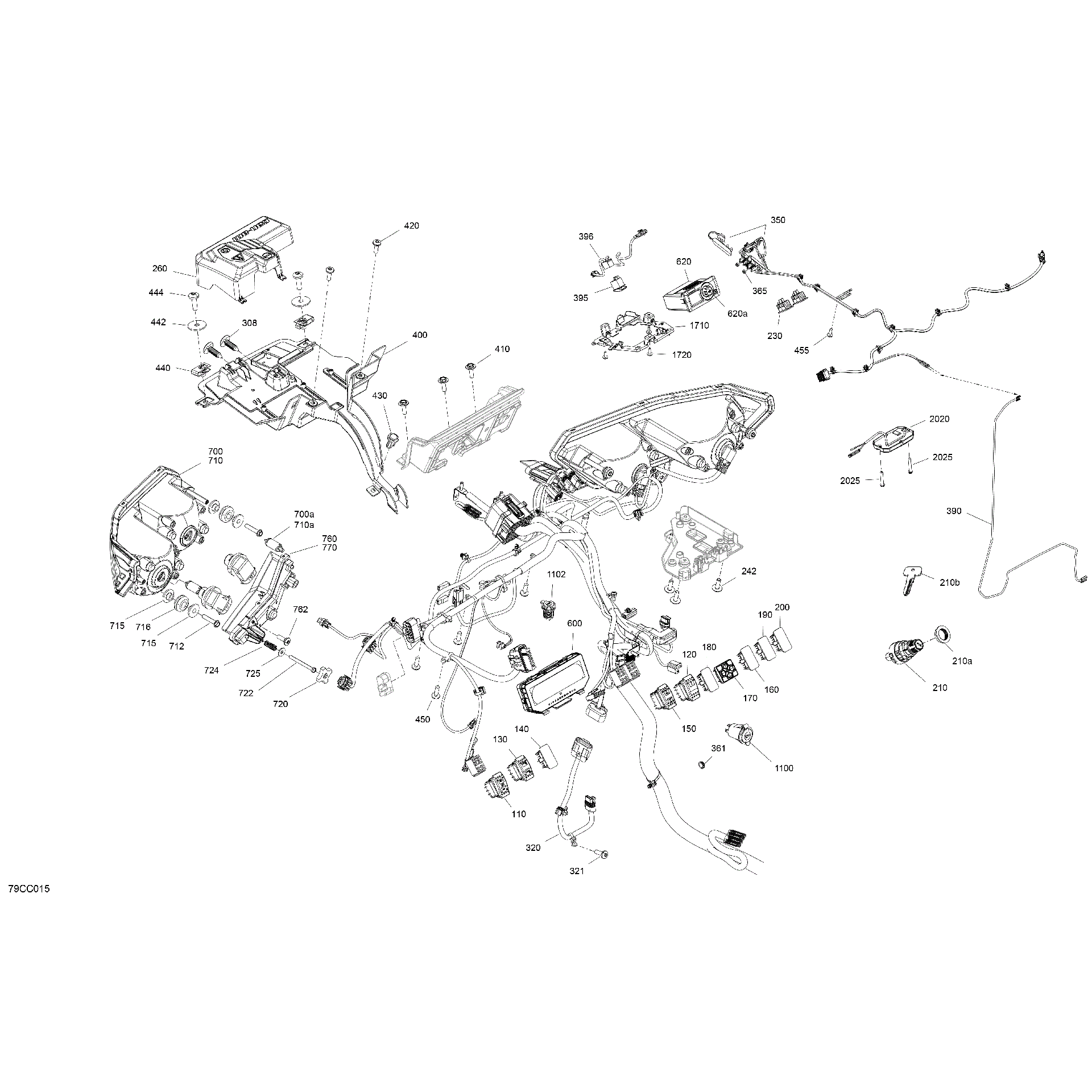 An Image of a Genuine Can-Am Parts Schematic Diagram showing the schematic - ELECTRIC - FRONT SECTION