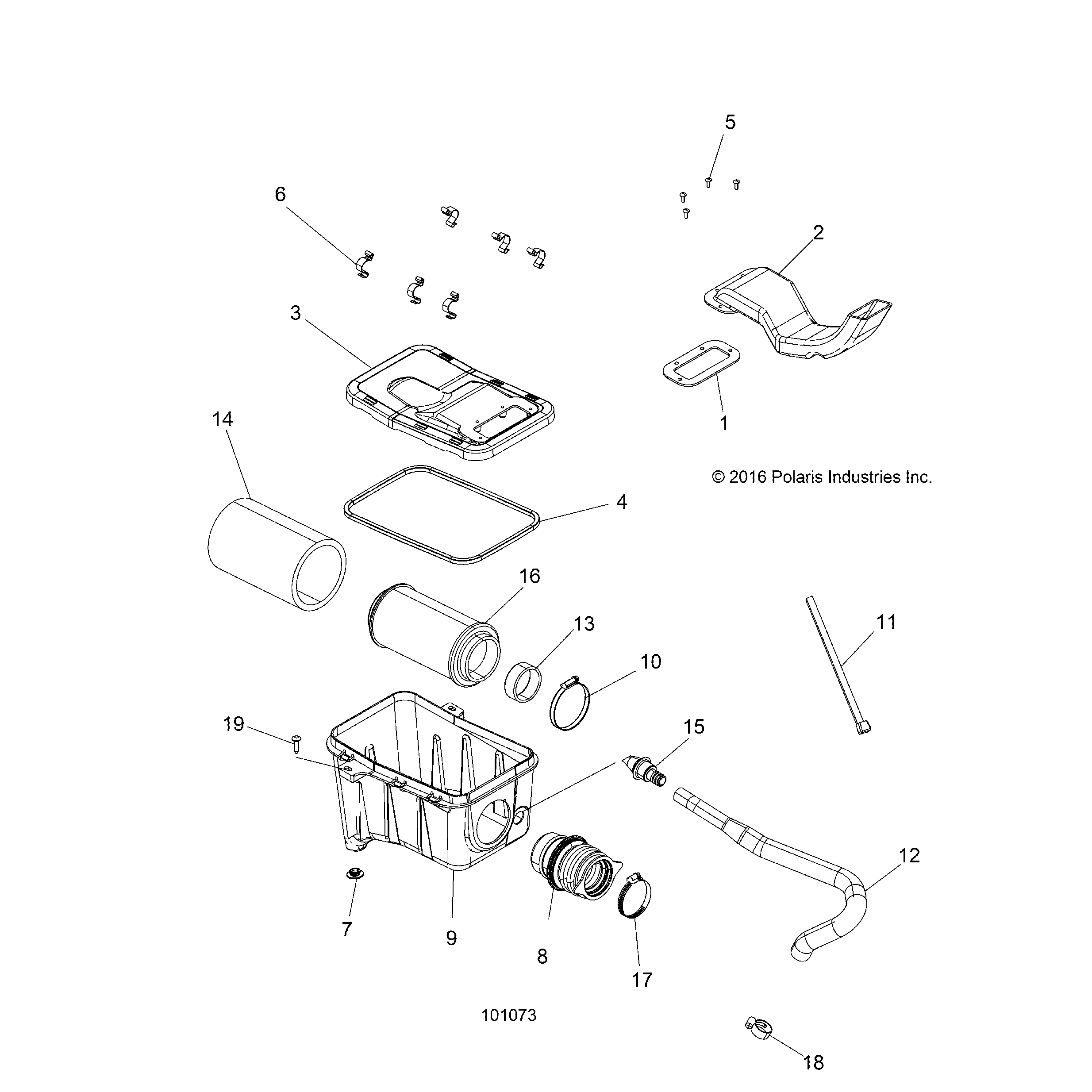 An Image of a Genuine Polaris Parts Schematic Diagram showing the schematic - ENGINE: AIR INTAKE SYSTEM - 2020 POLARIS SPORTSMAN 570 PREMIUM/PREMIUM LE