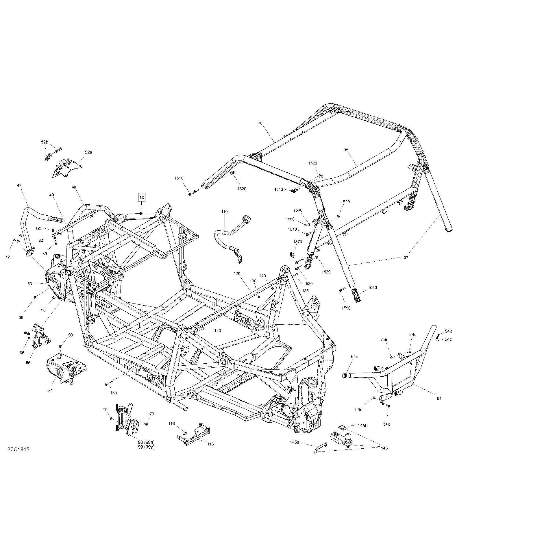An Image of a Genuine Can-Am Parts Schematic Diagram showing the schematic - FRAME - PACKAGES X MR & X RC