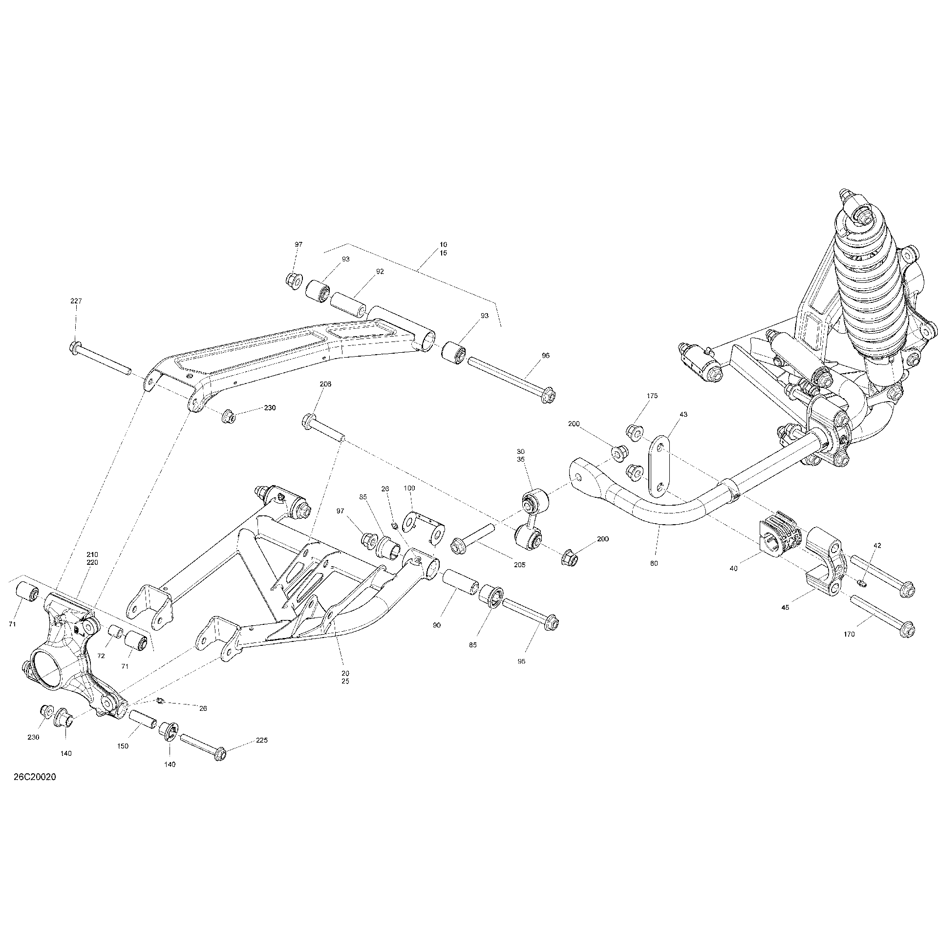 An Image of a Genuine Can-Am Parts Schematic Diagram showing the schematic - REAR SUSPENSION