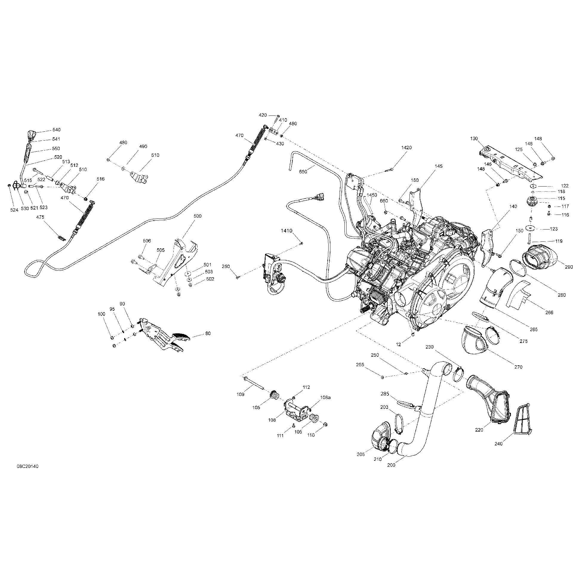 An Image of a Genuine Can-Am Parts Schematic Diagram showing the schematic - ENGINE - VEHICULE