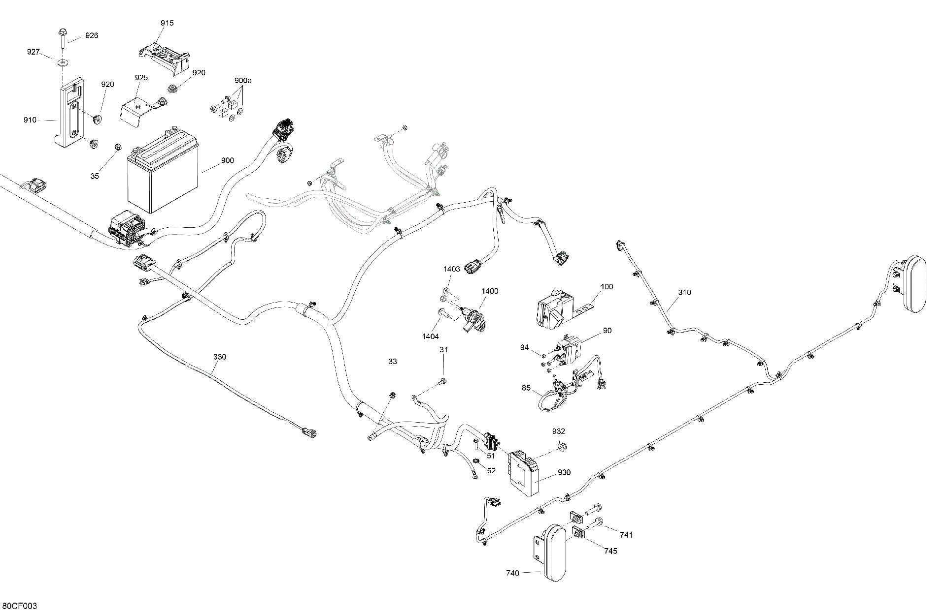 An Image of a Genuine Can-Am Parts Schematic Diagram showing the schematic - ELECTRIC - REAR SECTION