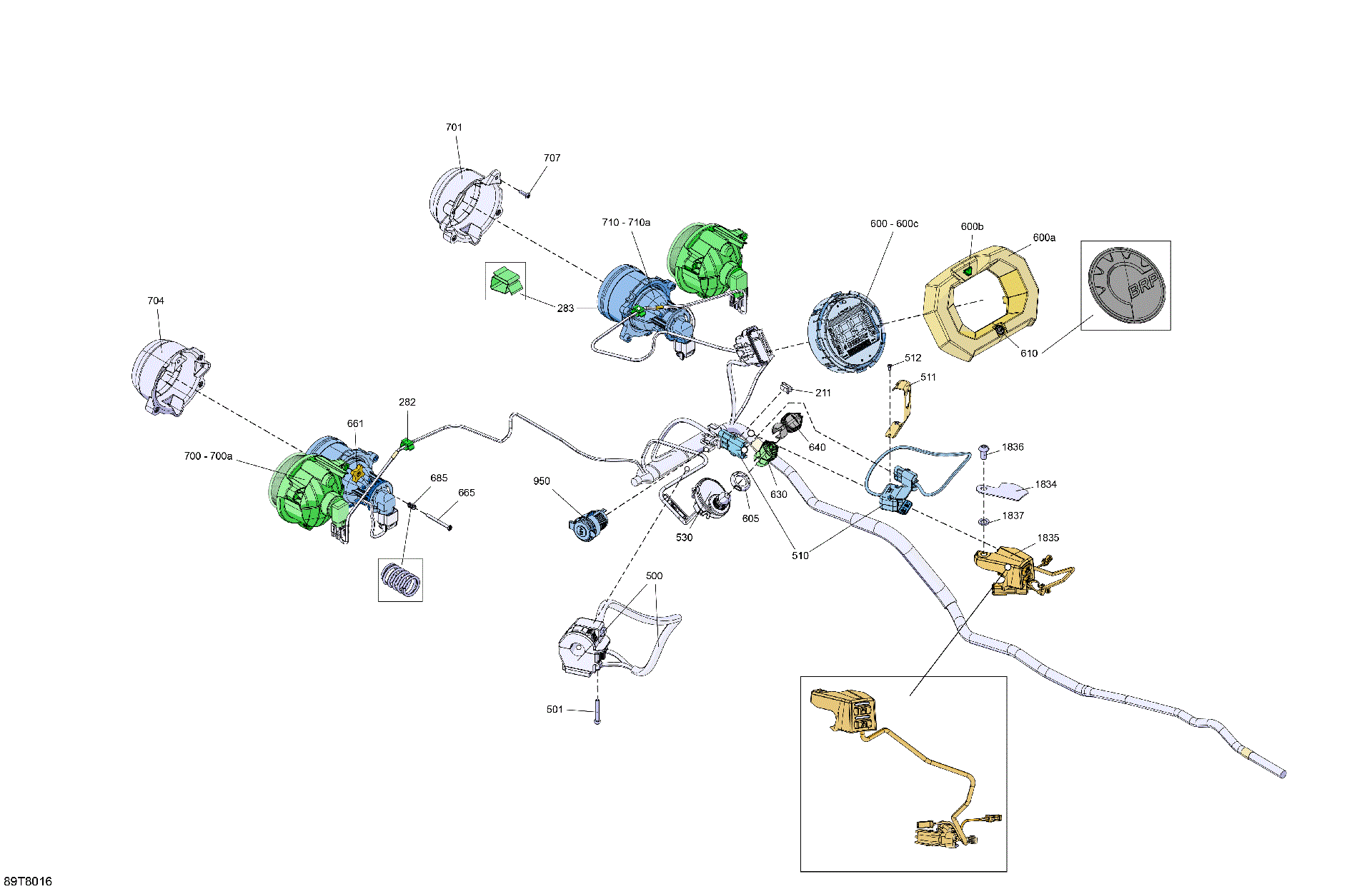 An Image of a Genuine Can-Am Parts Schematic Diagram showing the schematic - ELECTRIC - FRONT SECTION