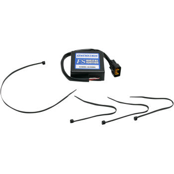 The Yamaha Non Programmable Ignition System by Dynatek is a plug-in replacement module with attached wiring and four black zip ties of different lengths, designed for increased spark energy.