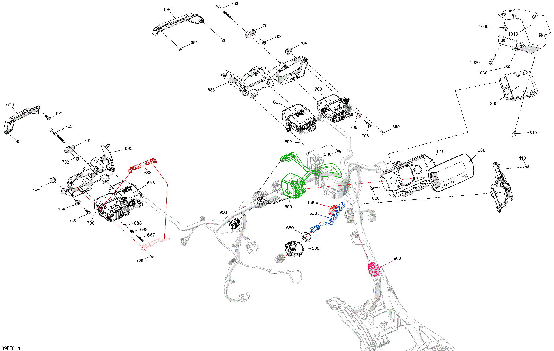 An Image of a Genuine Can-Am Parts Schematic Diagram showing the schematic - ELECTRIC - FRONT SECTION