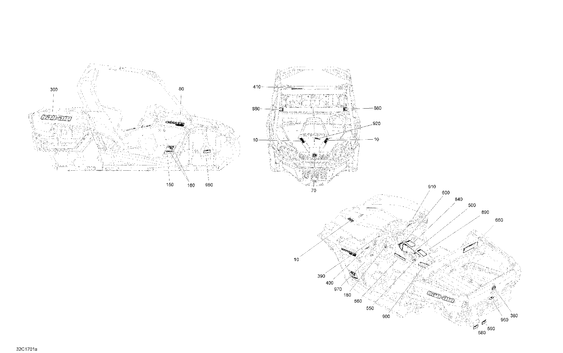An Image of a Genuine Can-Am Parts Schematic Diagram showing the schematic - DECALS - COMMANDER