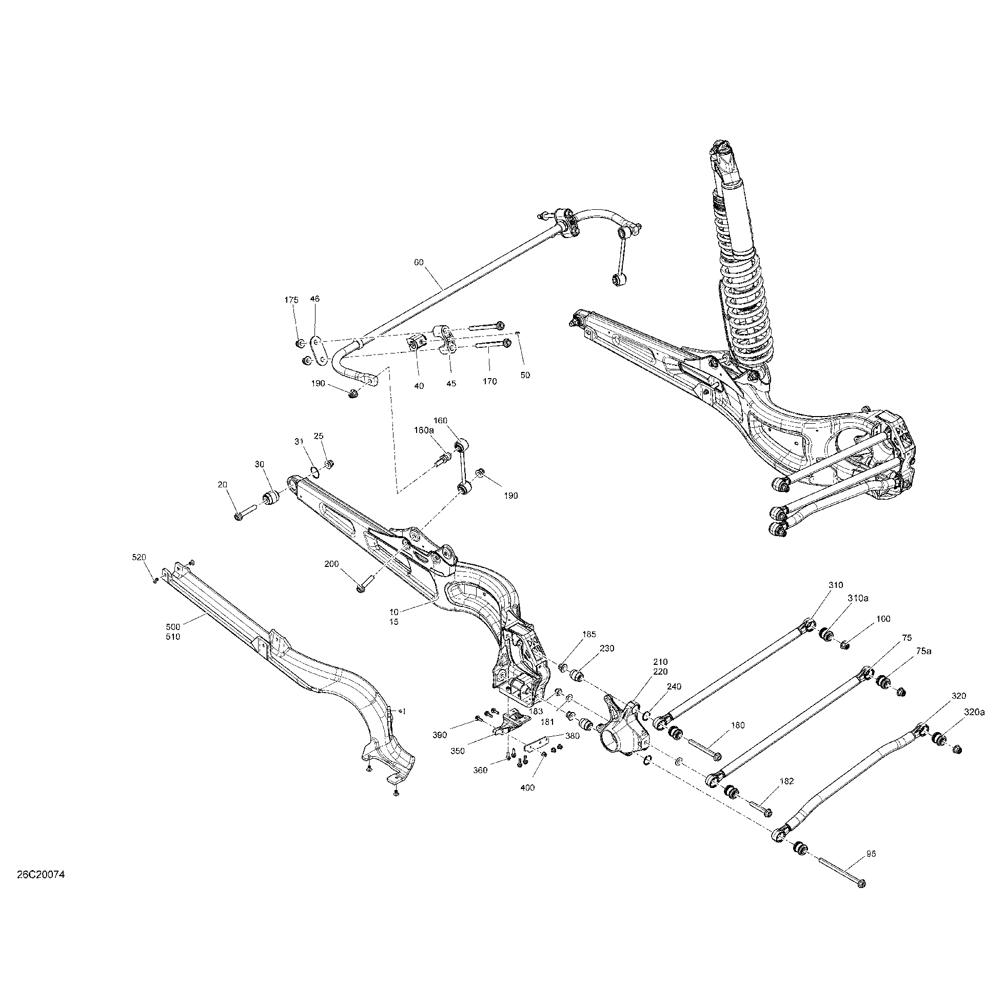An Image of a Genuine Can-Am Parts Schematic Diagram showing the schematic - REAR SUSPENSION