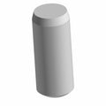 Solid metal dowel pin with smooth cylindrical shape and flat ends in light gray finish.
