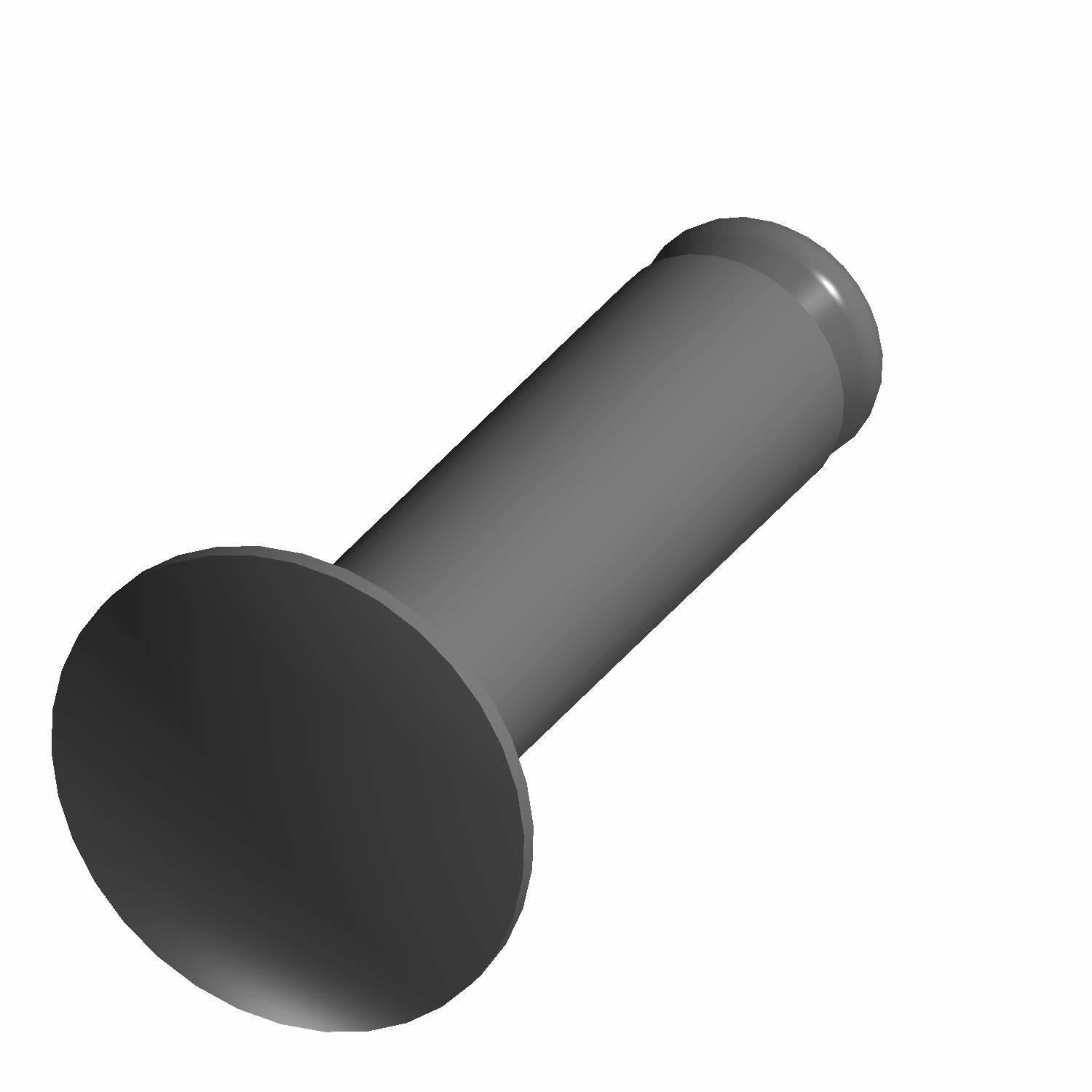 Silver metallic pop rivet with a flat head and cylindrical shaft, 3/16 inch diameter.