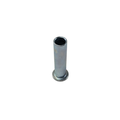 Silver cylindrical metal spacer with flanged base for drive pulley assembly.