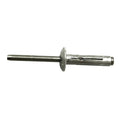 Silver metal rivet with threaded shaft and flared collar, designed for secure fastening.