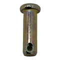 Zinc-coated steel pin clevis with rounded head and hole near the bottom end.