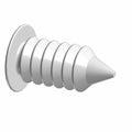 Silver metal dart clip with ridged cylindrical body and pointed conical tip, flat circular head.