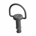 Black plastic 1/4 turn fastener with loop handle and grooved shaft, 16 mm long.