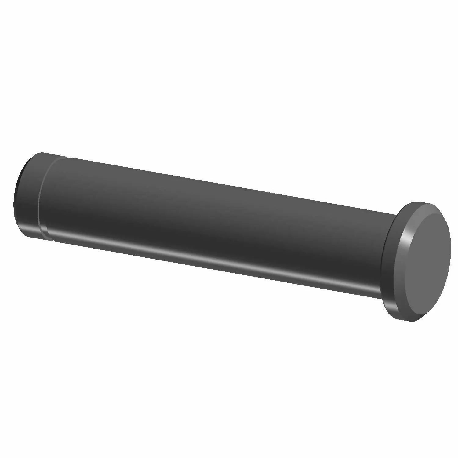 A 3D render of the Polaris Foot Peg Pivot Pin, a black cylindrical metal pin with a flat circular head on one end, a slightly beveled edge on the other, and a smooth matte finish.