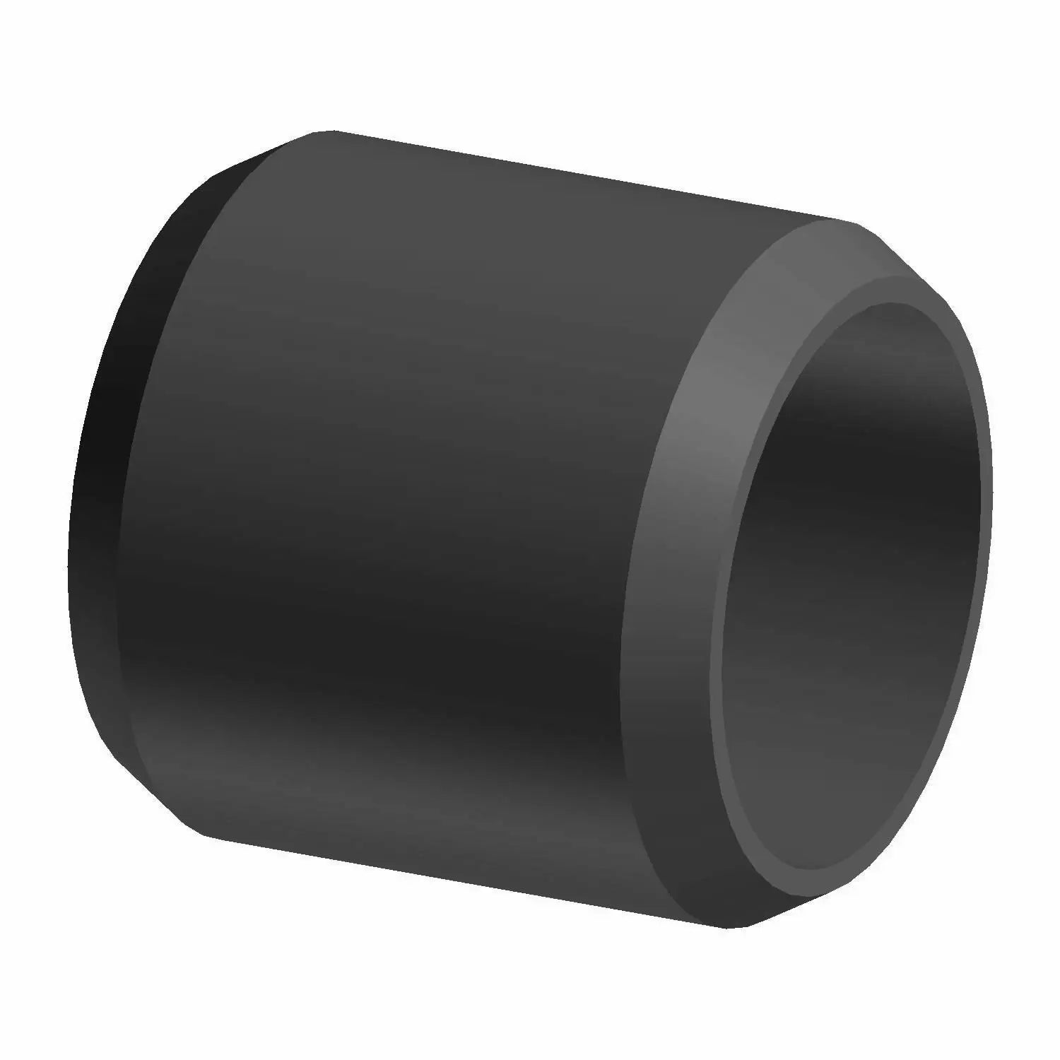 A 3D-rendered image of the Dowel Pin Hollow M8X8 304 by Polaris, a black cylindrical part with a hollow center, beveled edges, and smooth surface, designed for use in Victory, Indian, and Polaris engine assemblies.