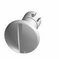 Silver metal 1/4 turn stud with flat slotted head and splined shaft for secure fastening.