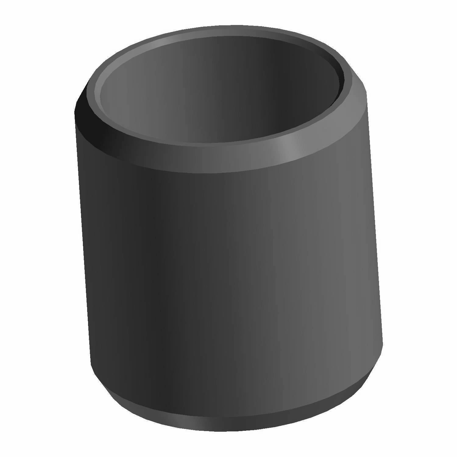 Black cylindrical metal dowel with hollow center and smooth surface.