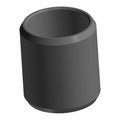 Black cylindrical metal dowel with hollow center and smooth surface.
