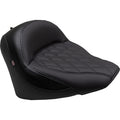 Solo Touring Seat - with o Driver Backrest - Black - Diamond Stitch by Mustang