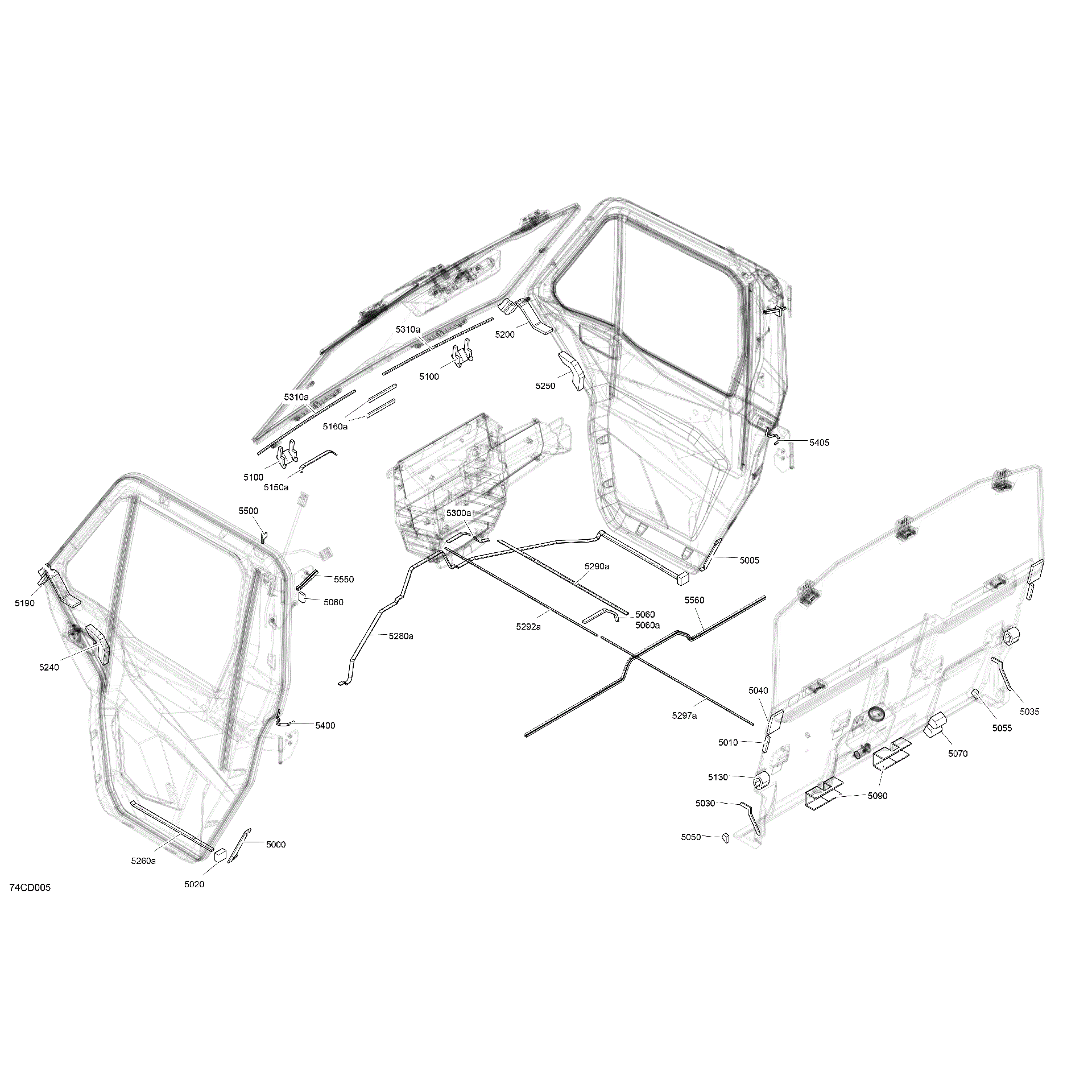 An Image of a Genuine Can-Am Parts Schematic Diagram showing the schematic - ENCLOSURE CAB - ISOLATIONS
