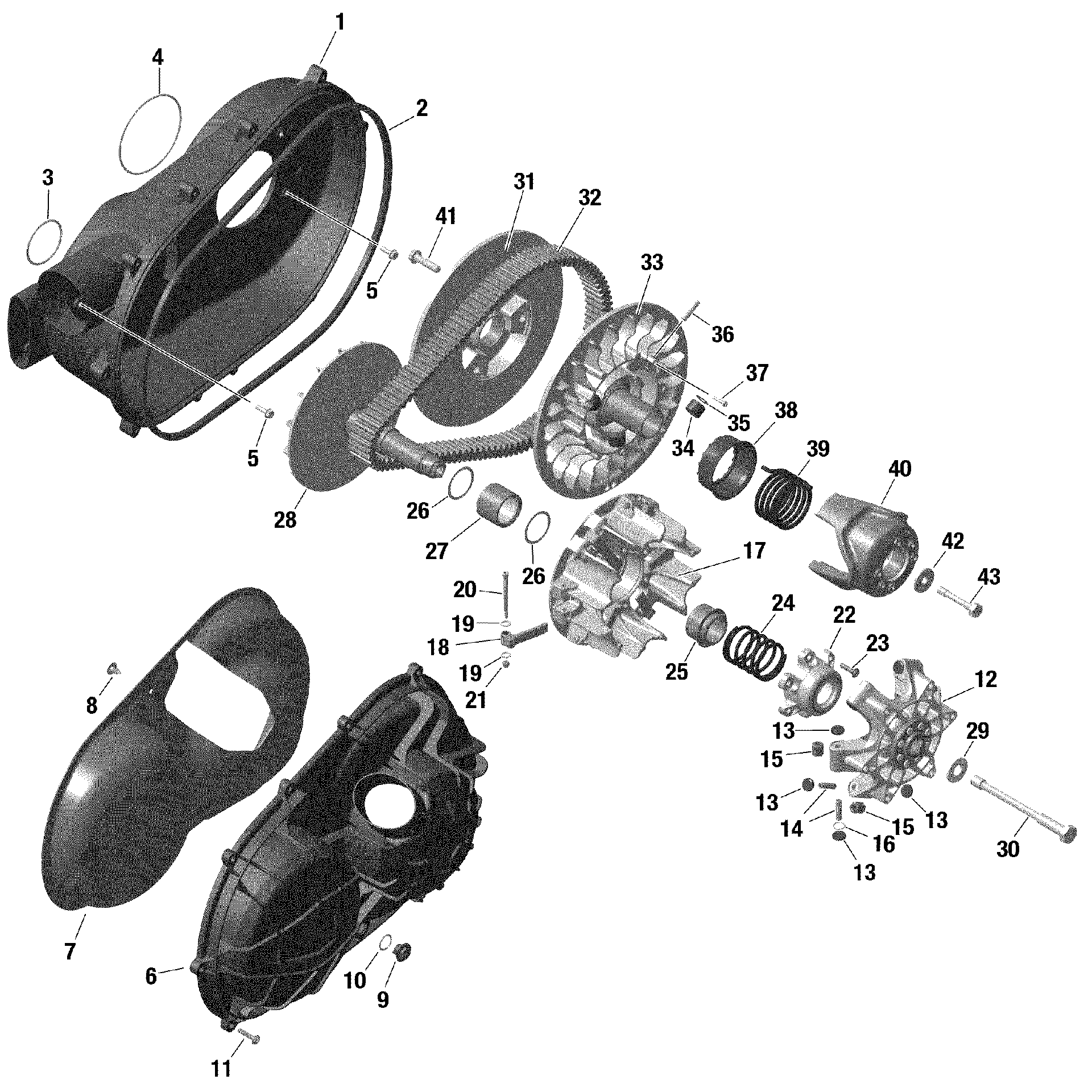 An Image of a Genuine Can-Am Parts Schematic Diagram showing the schematic - ROTAX - TRANSMISSION