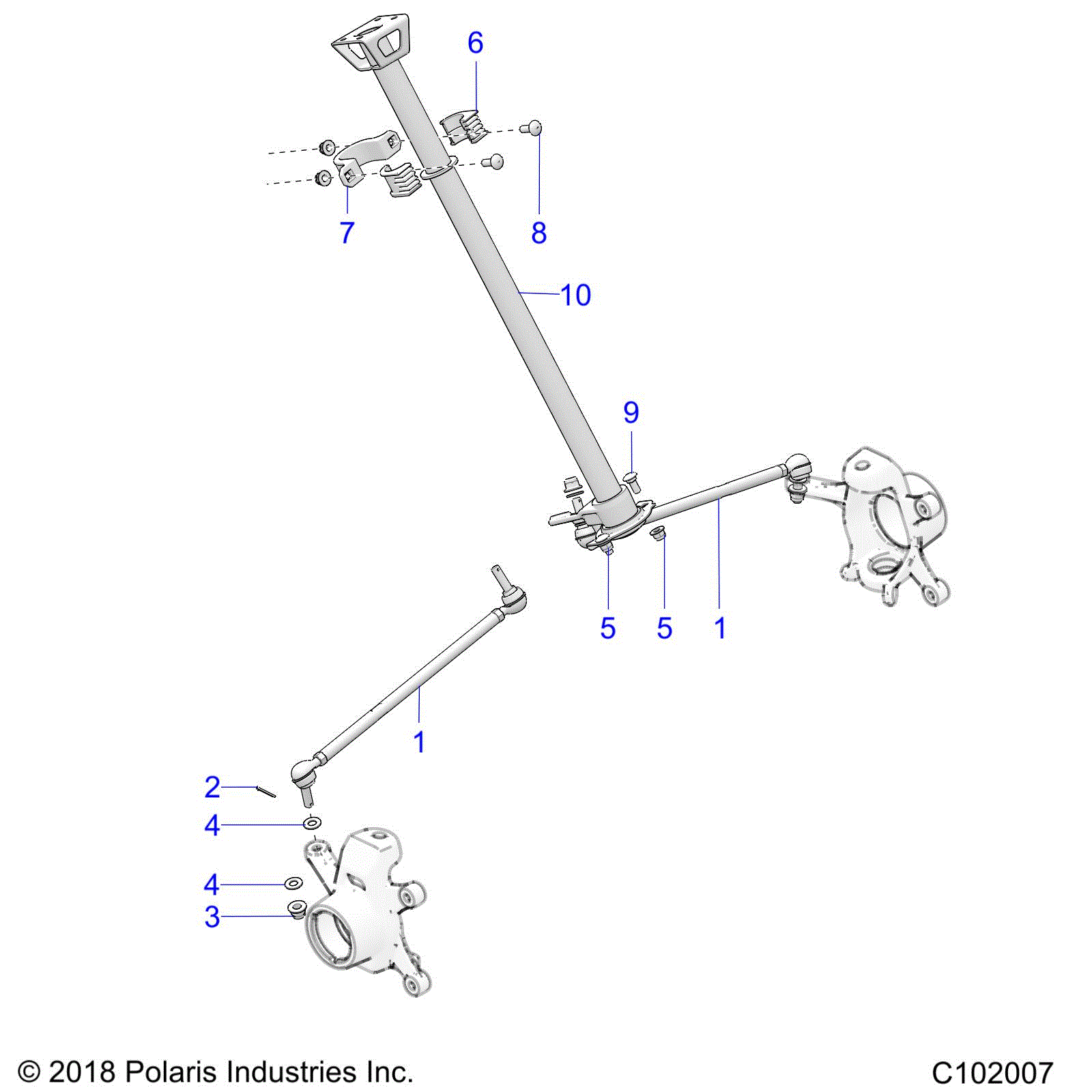 An Image of a Genuine Polaris Parts Schematic Diagram showing the schematic - STEERING: STEERING POST ASM. - 2020 POLARIS SPORTSMAN 850 / LE 48"
