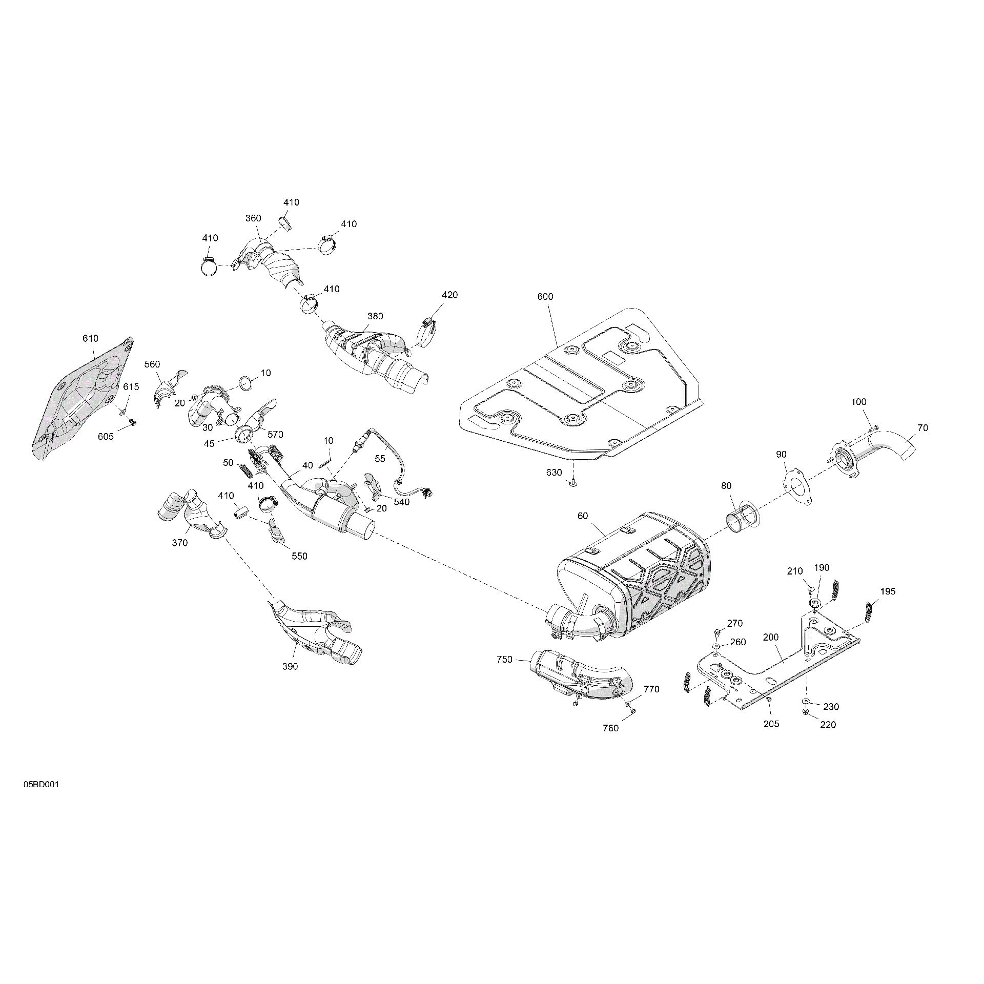 An Image of a Genuine Can-Am Parts Schematic Diagram showing the schematic - ENGINE - EXHAUST