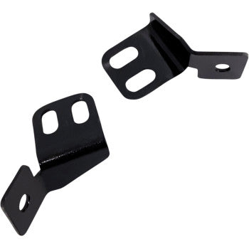Black metal light bar mounting brackets with angled design and multiple mounting holes.