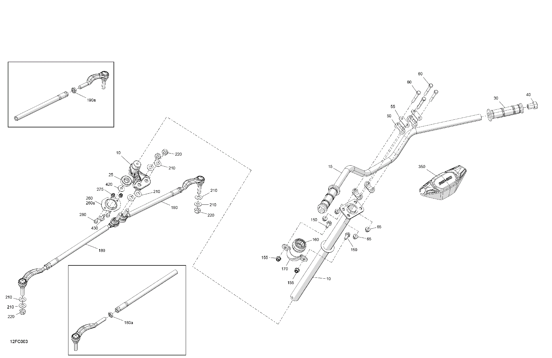 An Image of a Genuine Can-Am Parts Schematic Diagram showing the schematic - MECHANIC - STEERING