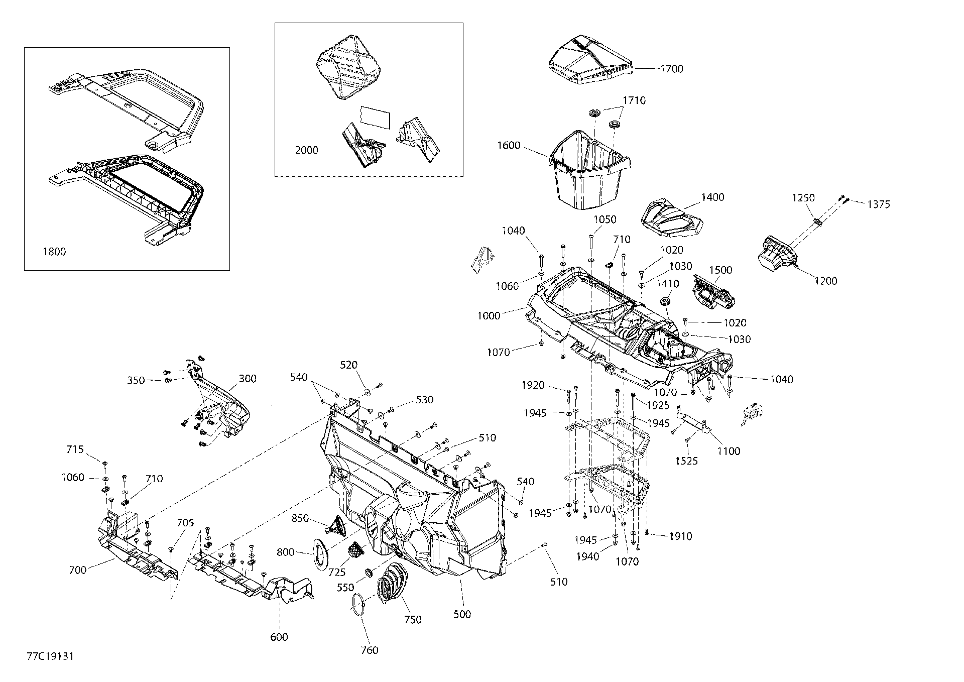 An Image of a Genuine Can-Am Parts Schematic Diagram showing the schematic - CAB INTERIOR MAVERICK SPORT - NORTH AMERICA - DASH SECTION