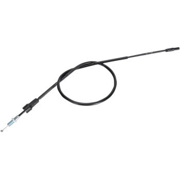 The Yamaha Black Vinyl Throttle Cable 36 1/4 by Moose Offroad features metal ends, a pre-lubricated nylon inner sleeve, and is ideal for off-road motorcycle throttles; it comes coiled with exposed wire at one end.
