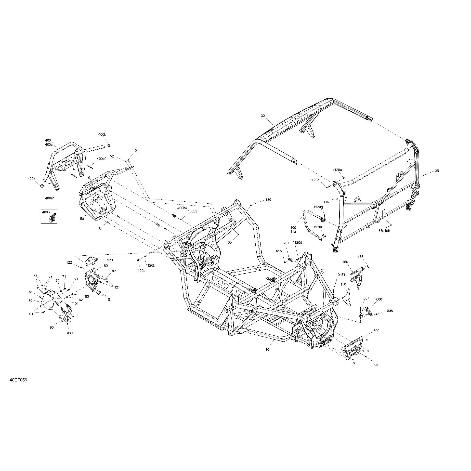 An Image of a Genuine Can-Am Parts Schematic Diagram showing the schematic - FRAME - SYSTEM