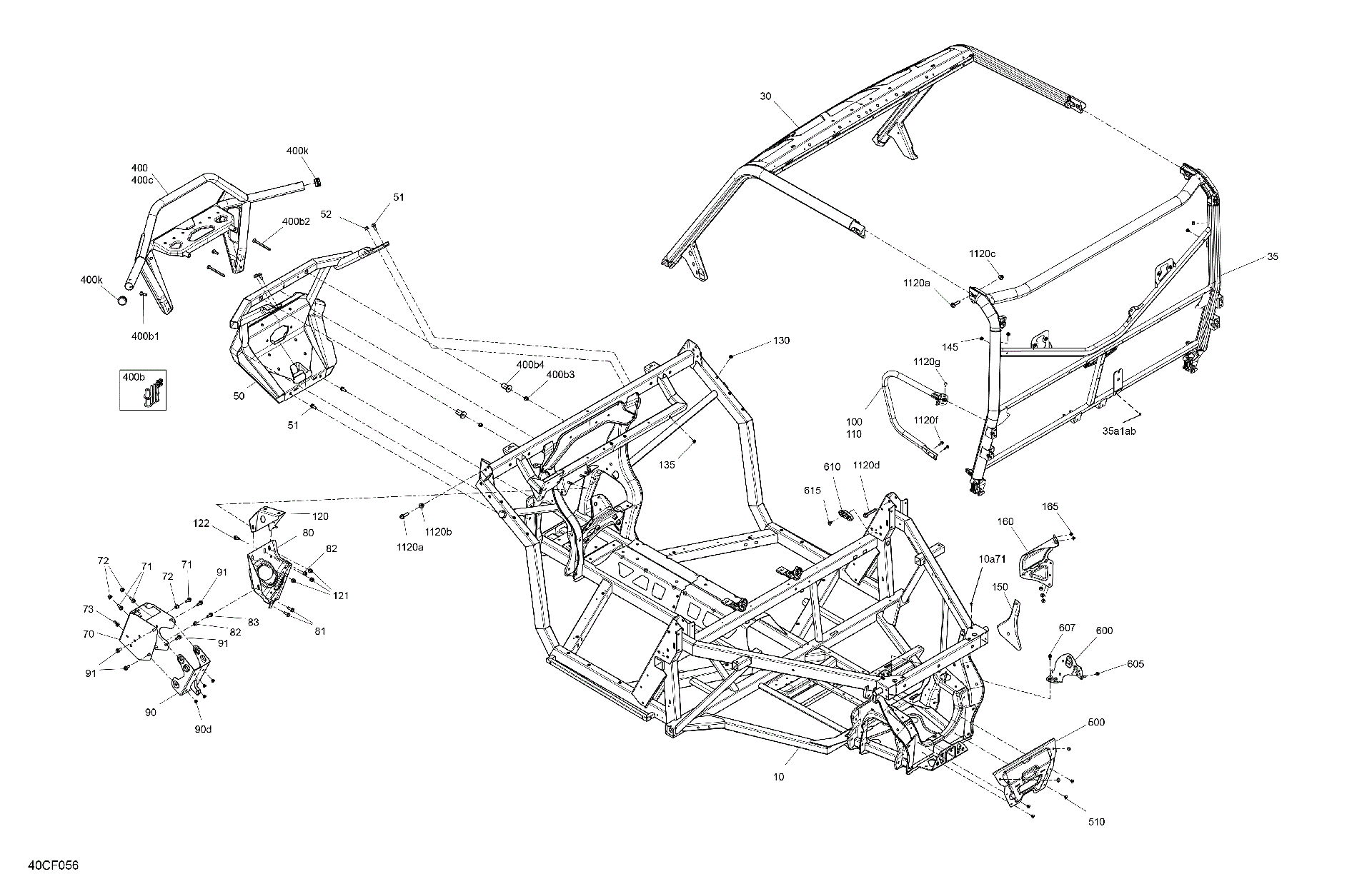 An Image of a Genuine Can-Am Parts Schematic Diagram showing the schematic - FRAME - SYSTEM