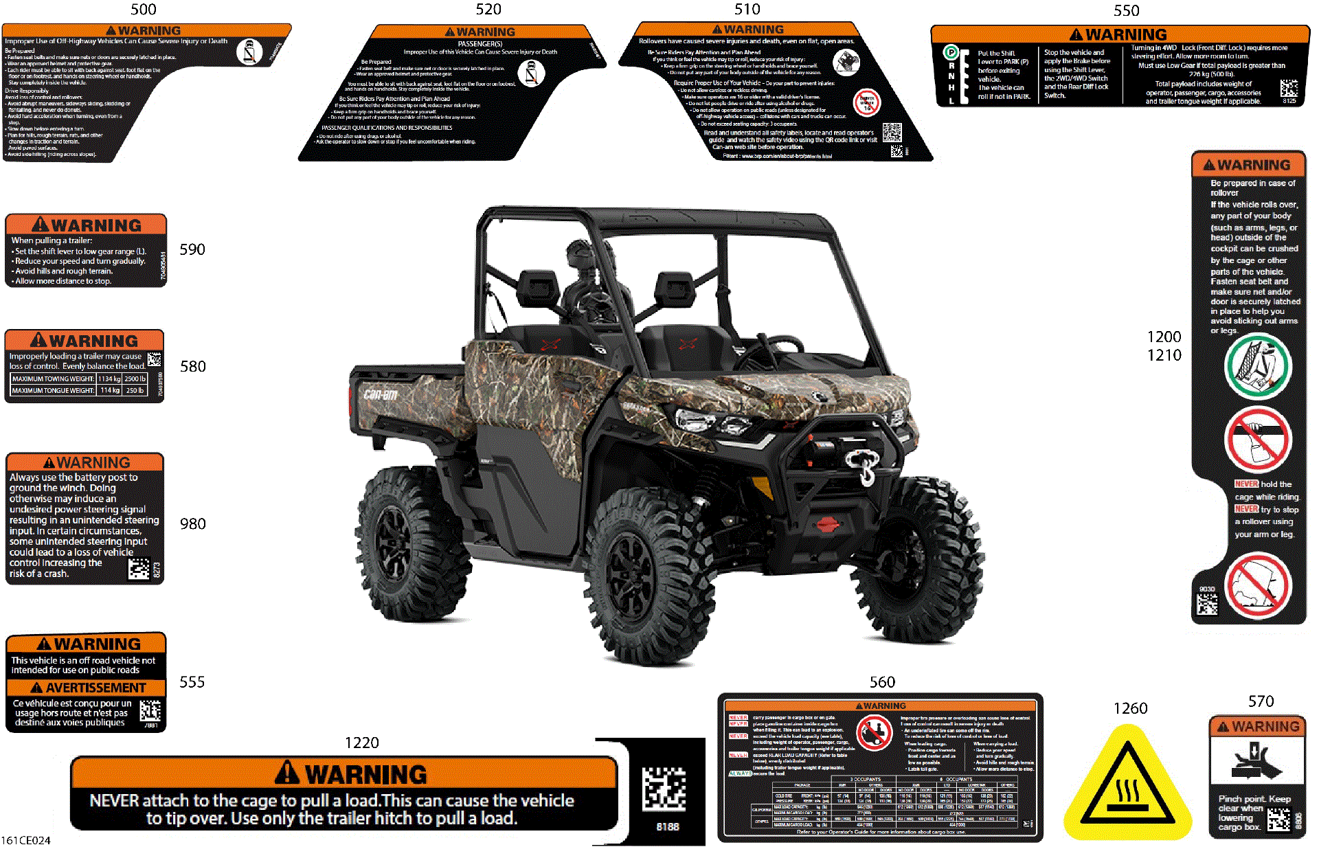 An Image of a Genuine Can-Am Parts Schematic Diagram showing the schematic - BODY - WARNING DECALS