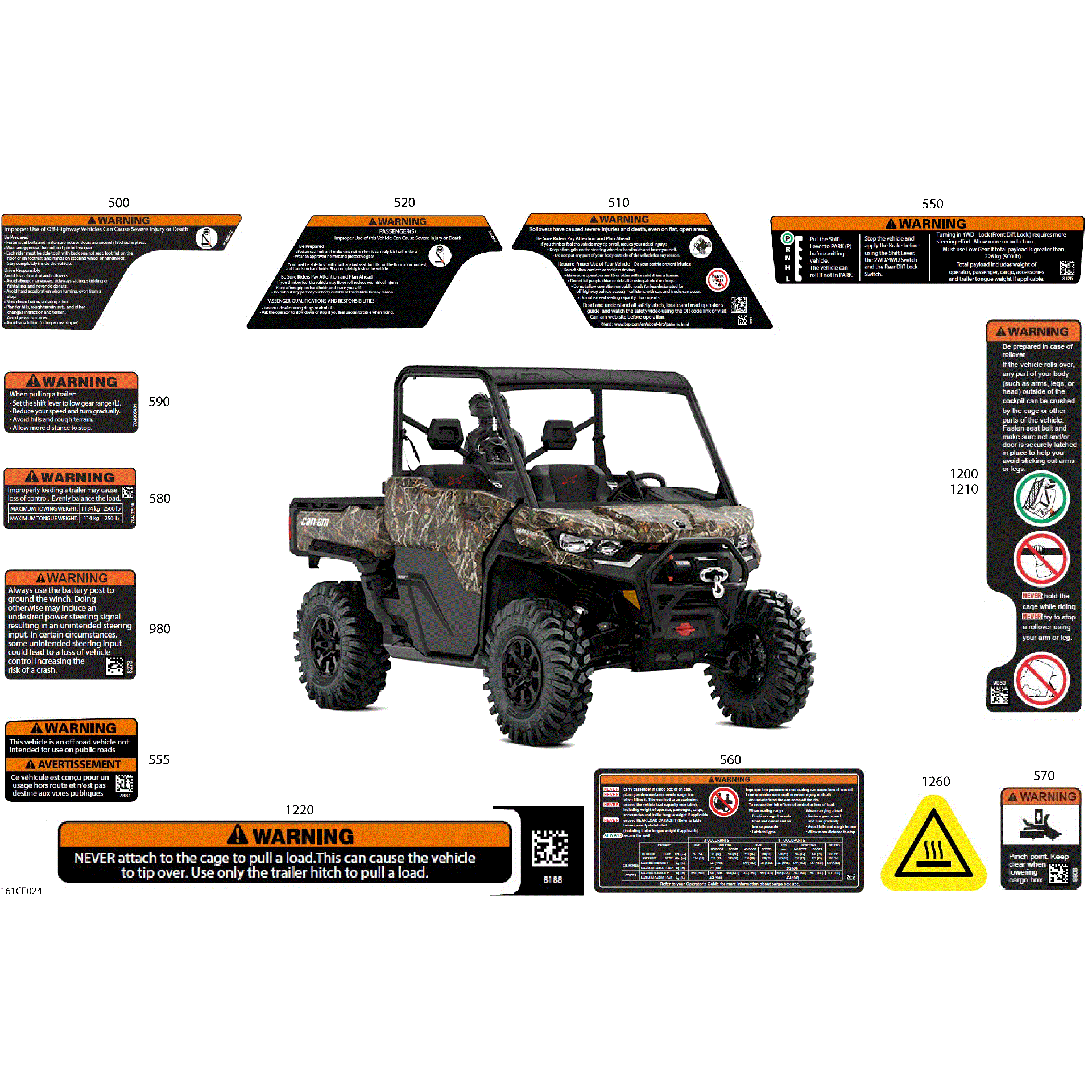 An Image of a Genuine Can-Am Parts Schematic Diagram showing the schematic - BODY - WARNING DECALS