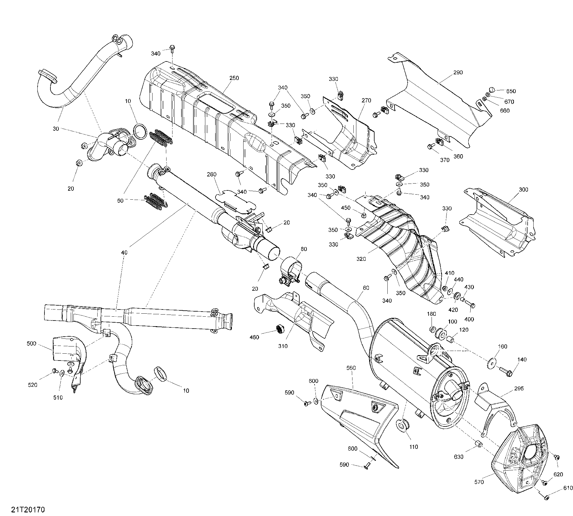 An Image of a Genuine Can-Am Parts Schematic Diagram showing the schematic - EXHAUST
