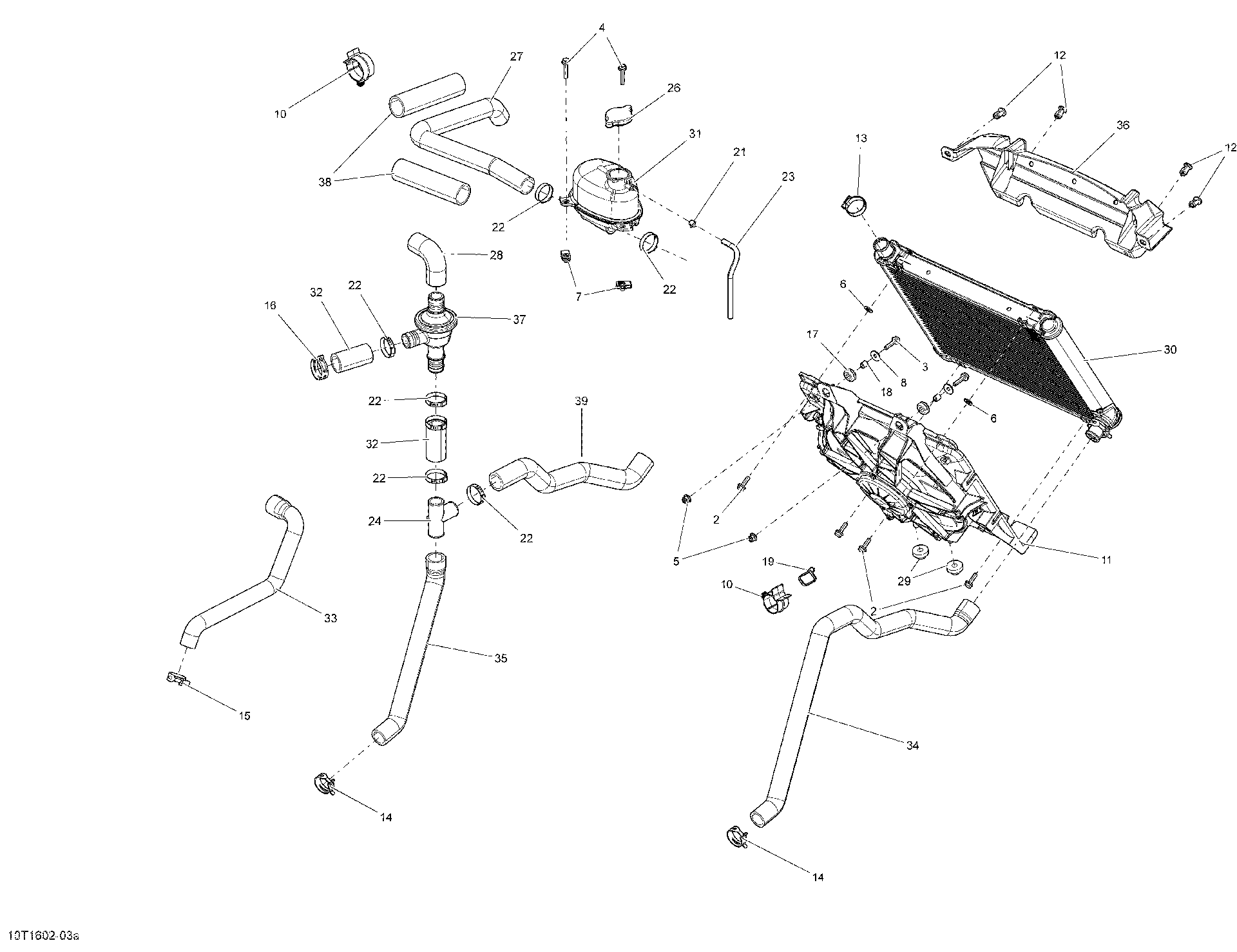 An Image of a Genuine Can-Am Parts Schematic Diagram showing the schematic - COOLING SYSTEM