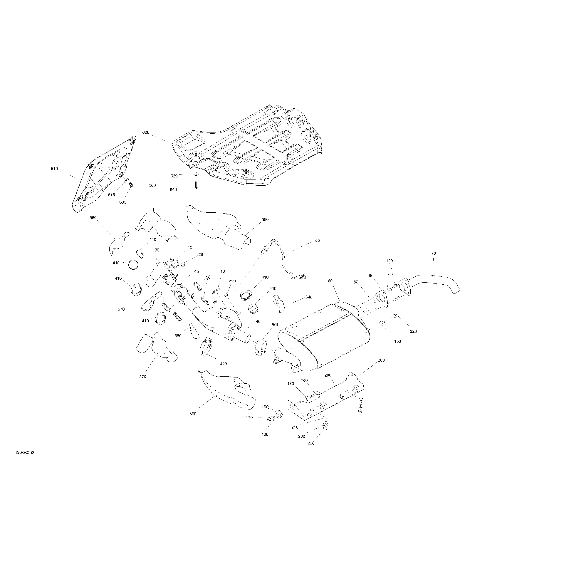 An Image of a Genuine Can-Am Parts Schematic Diagram showing the schematic - ENGINE - EXHAUST
